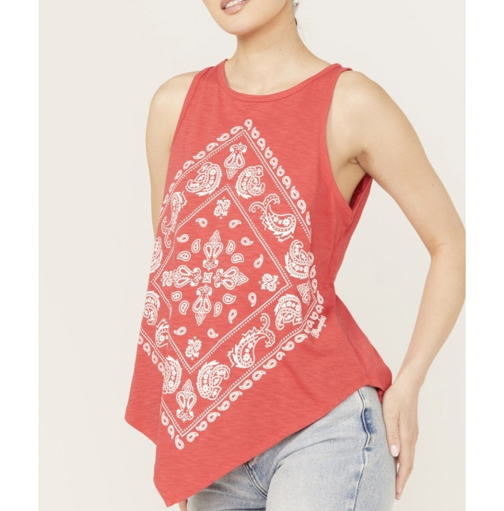 Wrangler Retro Women's Med M Bandana Tank Top Sleevless Cherry Red Like New!